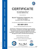 ISO 9001:2015 Würth Timberline Fasteners Inc.